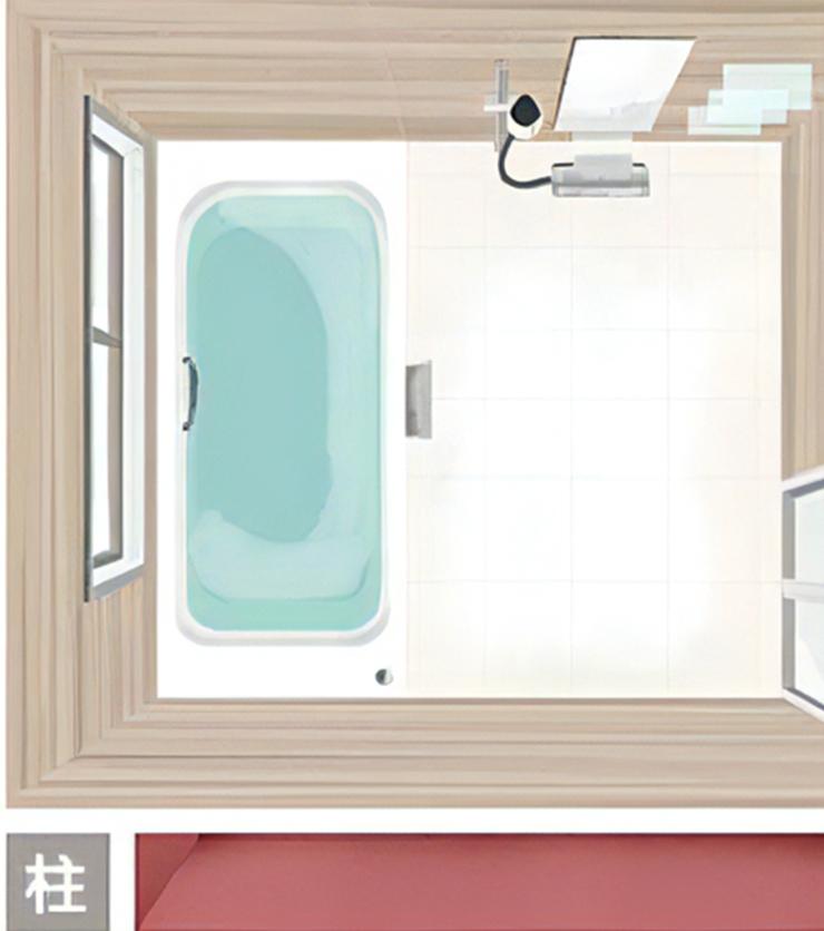 具有樑柱的浴室