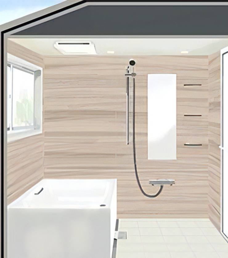 具有樑或傾斜的浴室